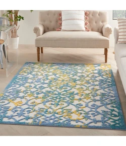Nourison Home Aloha ALH21 Ivory Blue 5 ft. 3 in. X 7 ft. 5 in. Area Rug