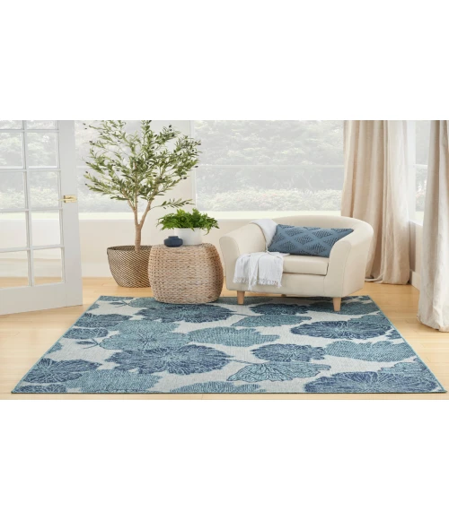 Nourison Garden Oasis Blue GOA04 4 ft. X 6 ft. Rectangle Rug