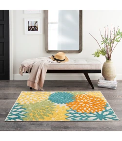 Nourison Home Aloha ALH05 Turquoise Multicolor 2 ft. 8 in. X 4 ft. Area Rug