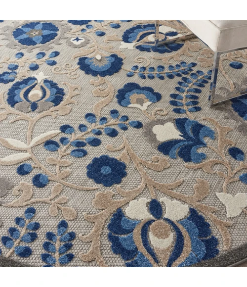 Nourison Aloha Round Area Rug ALH17-Natural/Blue