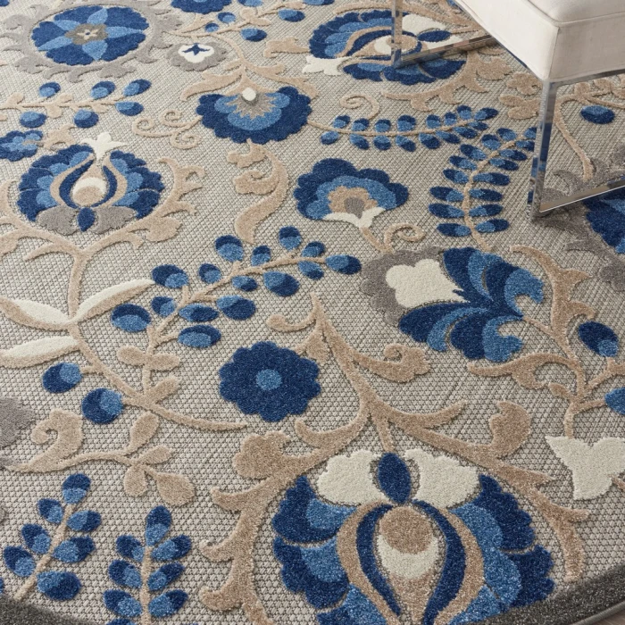Nourison Aloha Round Area Rug ALH17-Natural/Blue