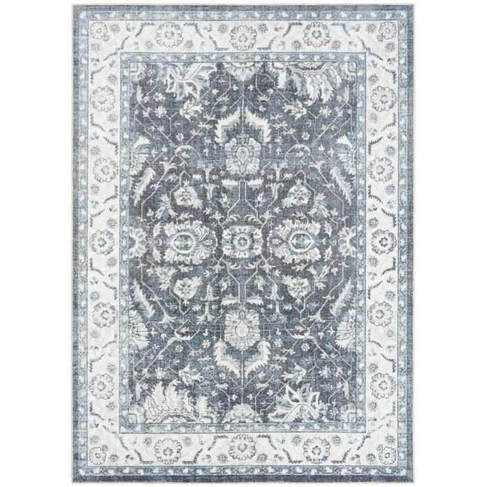 Nourison Astra Machine Washable Slate ASW20 6 ft. 7 in. X 9 ft. Rect. Rug