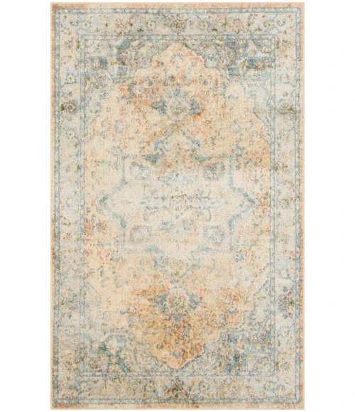 Nourison Astra Machine Washable Beige Blue ASW12 3 ft. 3 in. X 5 ft. Rectangle Rug