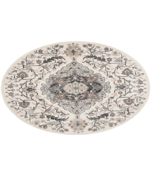 Nourison Elation Ivory Grey ETN09 5 ft. 3 in. Round Rug
