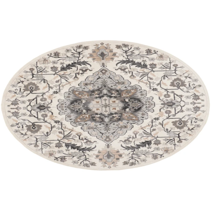 Nourison Elation Ivory Grey ETN09 5 ft. 3 in. Round Rug