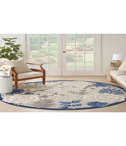 Nourison Aloha Blue Grey ALH32 7’10” Round Rug