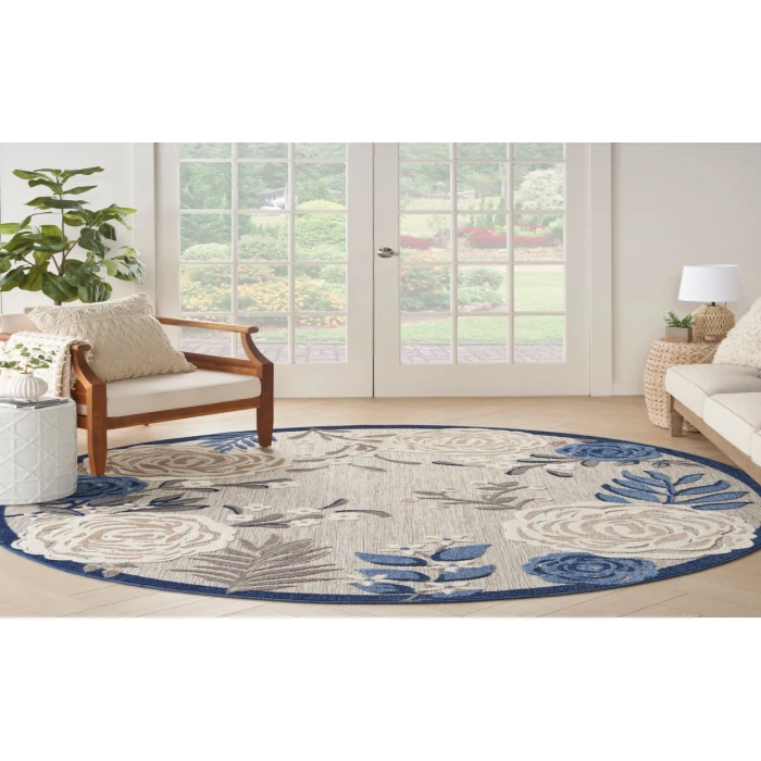 Nourison Aloha Blue Grey ALH32 7’10” Round Rug