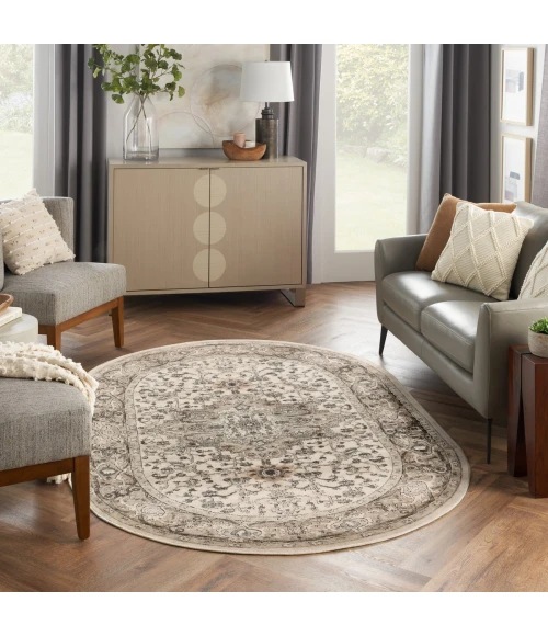 Nourison Quarry Ivory Grey QUA05 5 ft. X 8 ft. Oval Rug