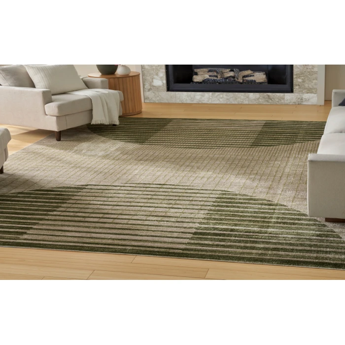 Nourison Astra Machine Washable Ivory Olive ASW03 6 ft. 7 in. X 9 ft. Rectangle Rug