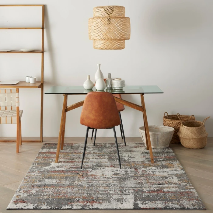 Nourison Tangra Grey/Multi TNR02 4 ft. X 6 ft. Rect. Rug