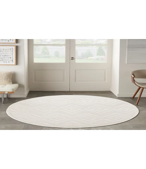 Nourison Versatile Ivory White NRV01 4 ft. Round Rug