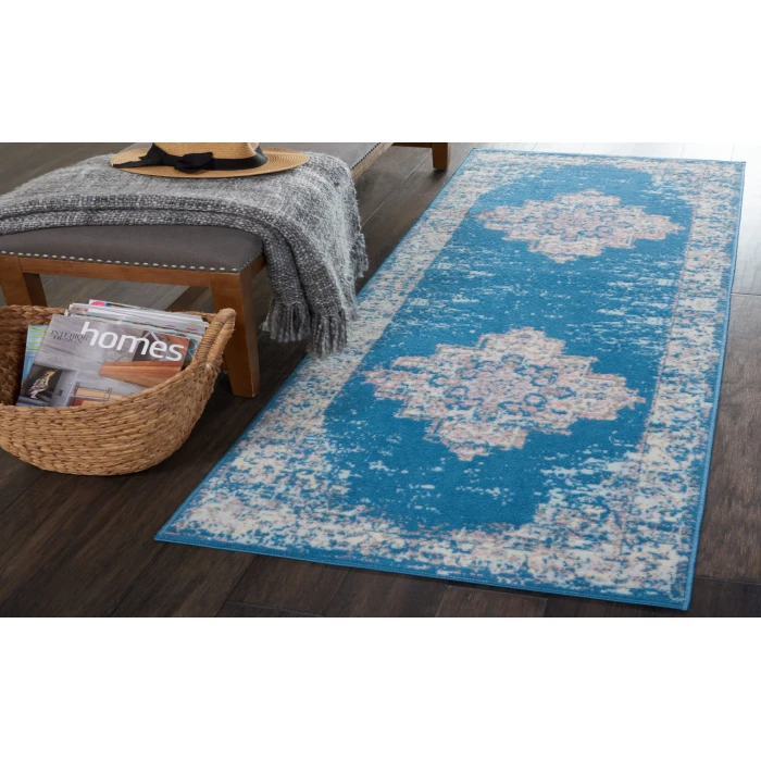 Nourison Grafix Blue GRF14 2 ft. X 6 ft. Rectangle Rug