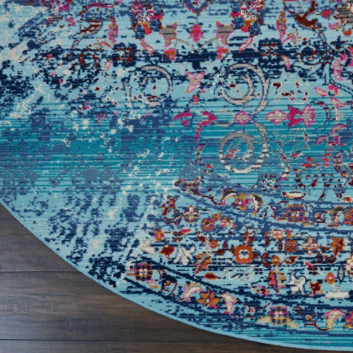 Nourison Vintage Kashan Round Area Rug VKA02-Blue