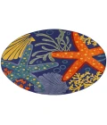Nourison Aloha Navy Multicolor ALH24 5 ft. 3 in. Round Rug