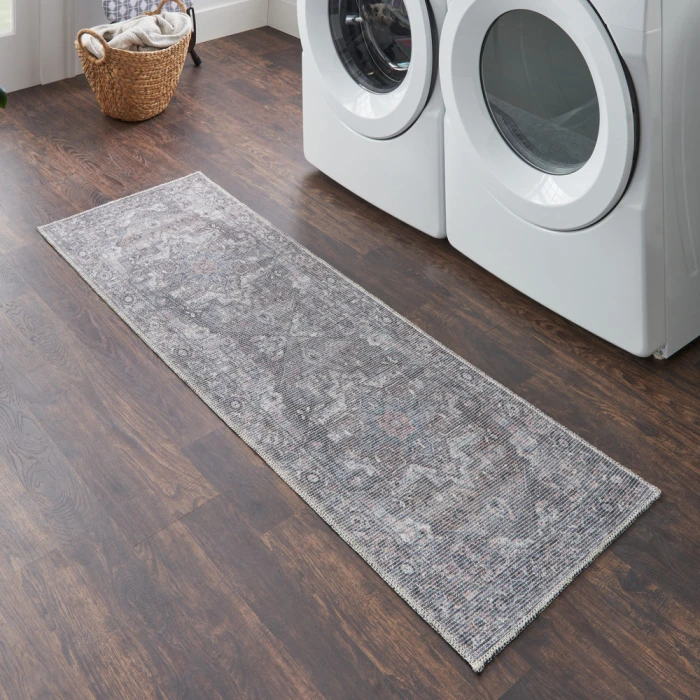 Nicole Curtis Machine Washable Series 1 Area Rug SR101 Grey