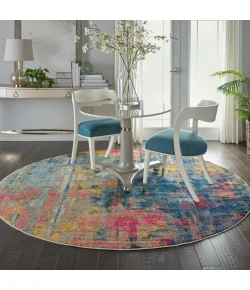 Nourison Home Celestial CES09 Blue Yellow 7 ft. 10 in. Round Area Rug
