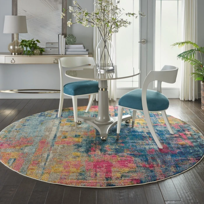 Nourison Celestial Round Area Rug CES09-Blue/Yellow