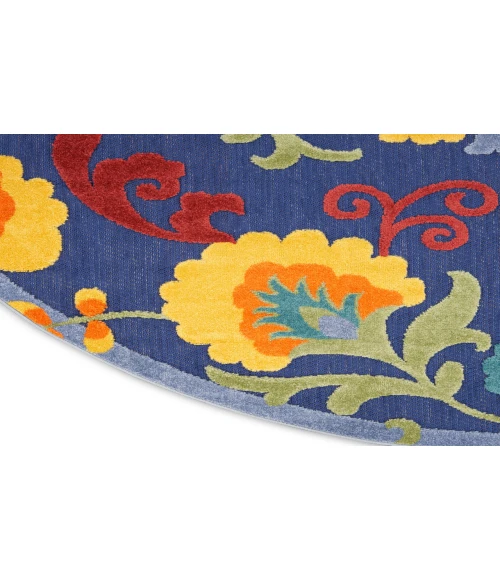 Nourison Aloha Navy Multicolor ALH17 7’10” Round Rug