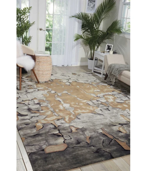 Nourison Prismatic Area Rug PRS02 Beige/Silver 5'6" x 7'5"