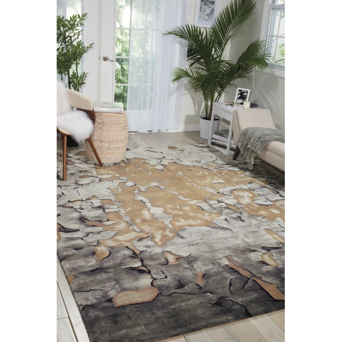 Nourison Prismatic Area Rug PRS02 Beige/Silver 5'6" x 7'5"