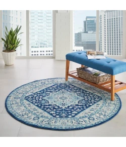 Nourison Home Tranquil TRA06 Ivory/Navy 5 ft. 3 in. Round Area Rug