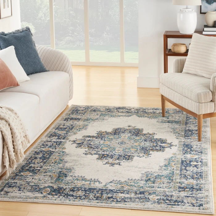 Nourison Passion Area Rug PSN03 Ivory/Grey/Blue