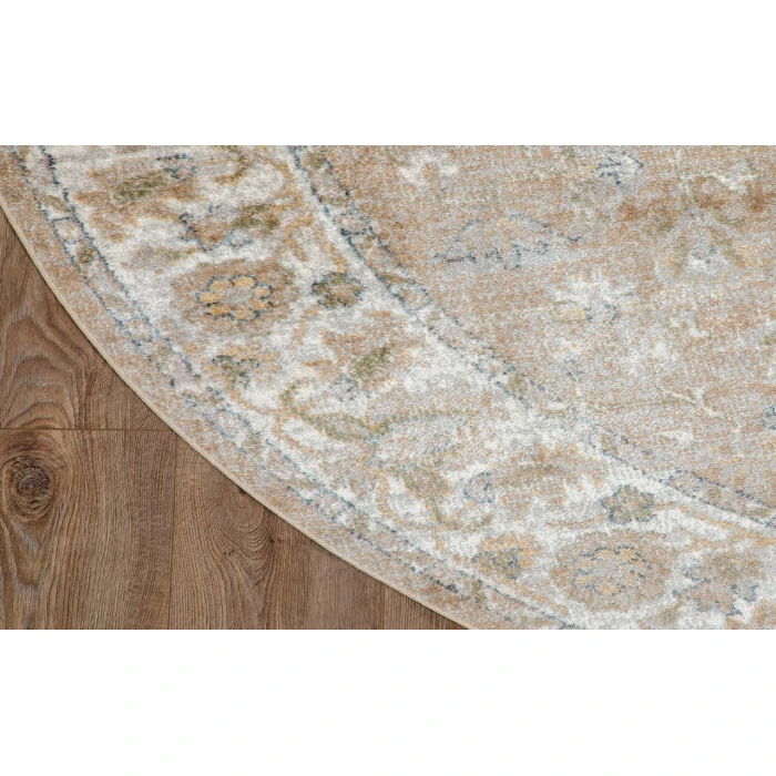 Nourison Astra Machine Washable Beige ASW12 5 ft. 3 in. Round Rug