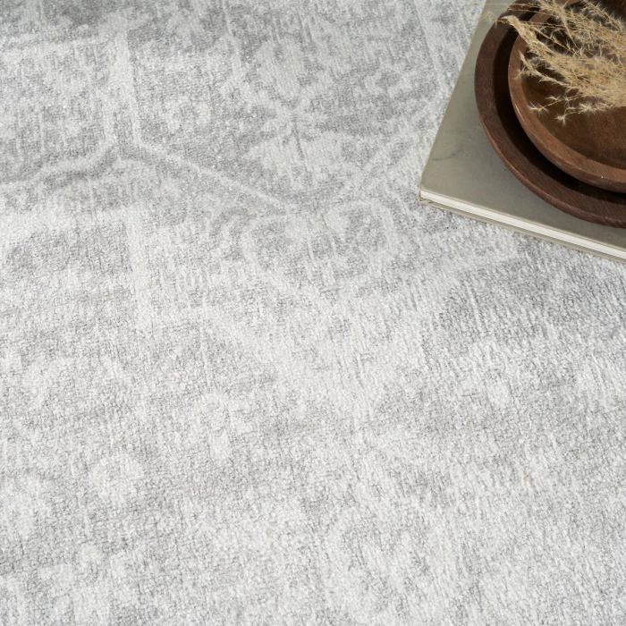 Nourison Astra Machine Washable Grey ASW12 7 ft. 10 in. X 10 ft. Rect. Rug