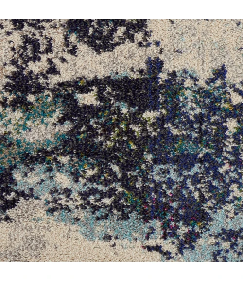 Nourison Celestial Round Area Rug CES02-Ivory/Teal Blue