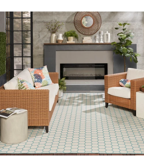 Nourison Twist Reversible Aqua TWS01 8 ft. X 10 ft. Rect. Rug