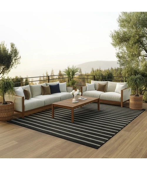 Nourison Positano Black Ivory POS03 10ft. x 14ft. Rect. Rug