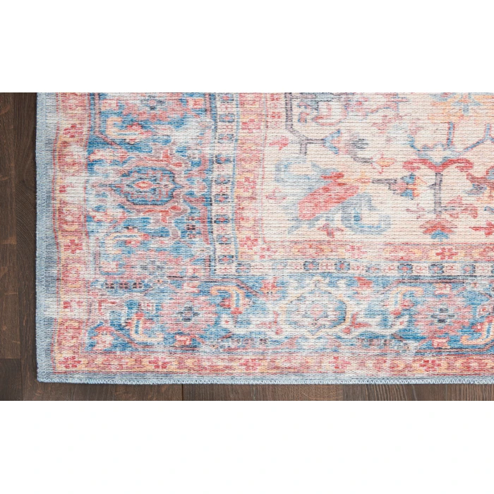 Nicole Curtis Machine Washable Series 1 Blue Multicolor SR104 2 ft. 2 in. X 12 ft. Rectangle Rug