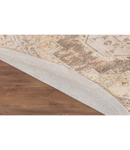 Nourison Astra Machine Washable Beige ASW13 5 ft. 3 in. Round Rug