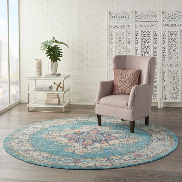Nourison Passion Round Area Rug PSN03-Light Blue