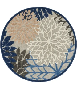 Nourison Home Aloha ALH05 Blue Multicolor 4 ft. Round Area Rug