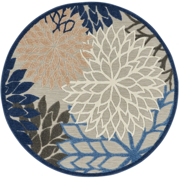 Nourison Aloha Round Area Rug ALH05-Blue/Multicolor