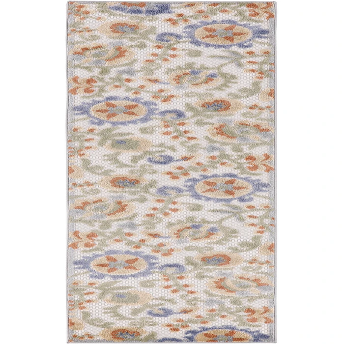 Nourison Aloha Ivory Blue ALH17 2 ft. 3 in. X 8 ft. Rectangle Rug