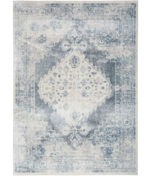 Nourison Astra Machine Washable Area Rug ASW11 Blue/Ivory