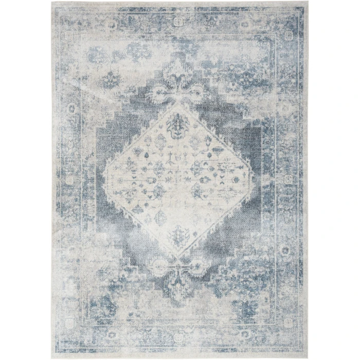 Nourison Astra Machine Washable Area Rug ASW11 Blue/Ivory