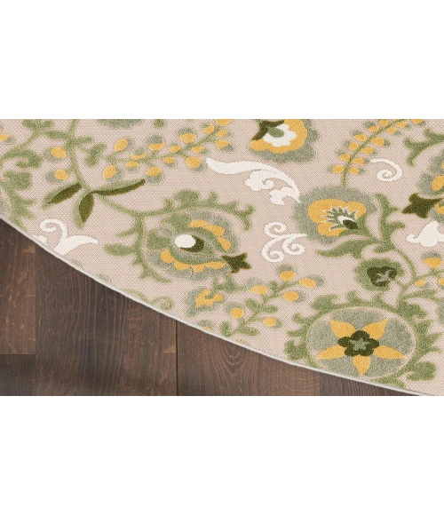 Nourison Aloha Ivory Green ALH17 5 ft. 3 in. Round Rug
