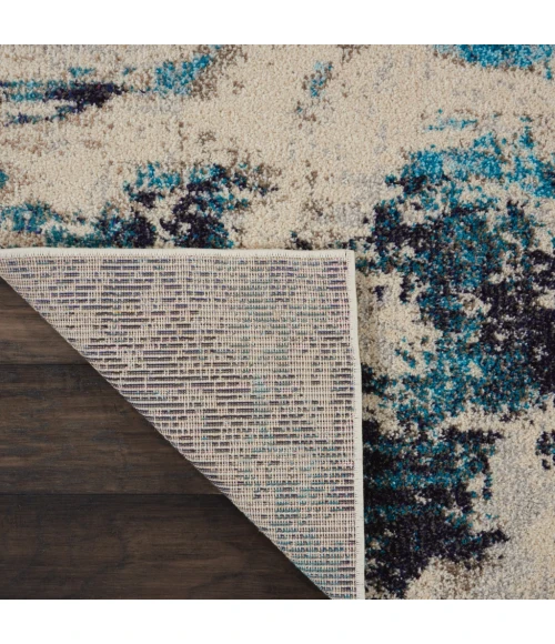 Nourison Celestial Area Rug CES02-Ivory/Teal Blue