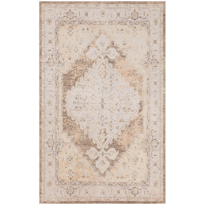 Nourison Astra Machine Washable Beige ASW11 5 ft. 3 in. X 7 ft. Rectangle Rug