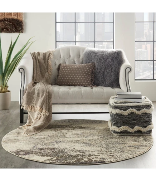 Nourison Celestial Round Area Rug CES02-Ivory/Grey