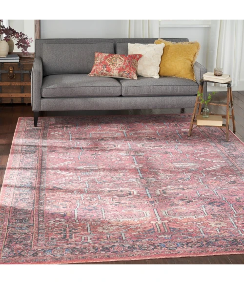 Nicole Curtis Machine Washable Series 1 Area Rug SR102 Red 9' x 12'
