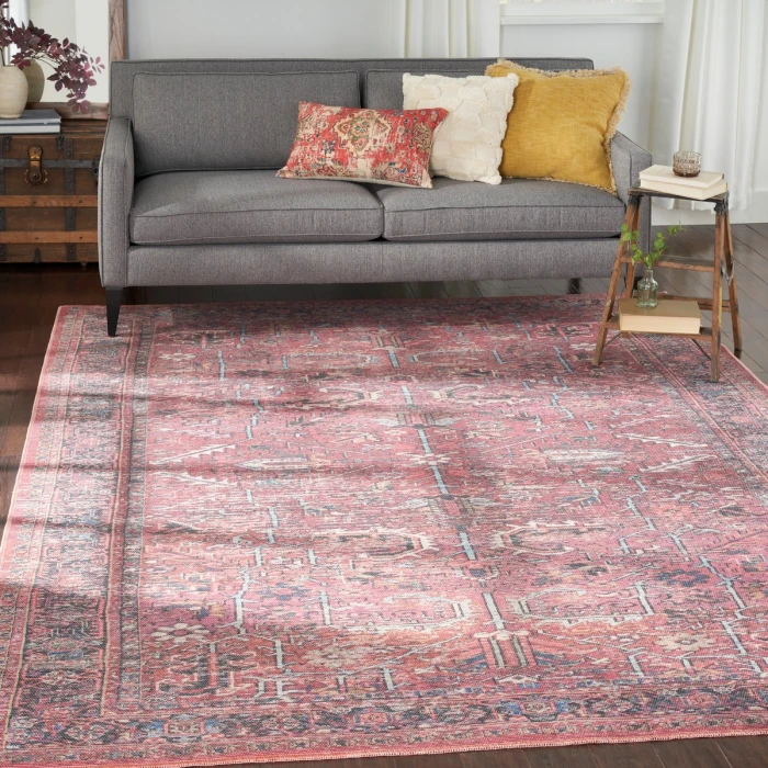 Nicole Curtis Machine Washable Series 1 Area Rug SR102 Red 9' x 12'