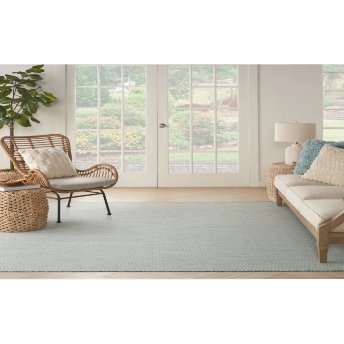 Nourison Courtyard Ivory Aqua COU01 6 ft. Square Rug