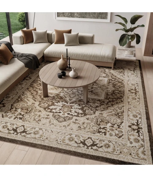 Nourison Dekor Brown Ivory DEK08 7 ft. 10 in. x 9 ft. 10 in. Rect. Rug