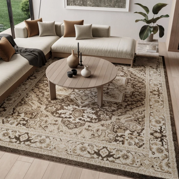 Nourison Dekor Brown Ivory DEK08 7 ft. 10 in. x 9 ft. 10 in. Rect. Rug