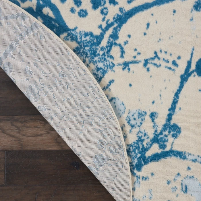 Nourison Jubilant Round Area Rug JUB12-Ivory/Blue