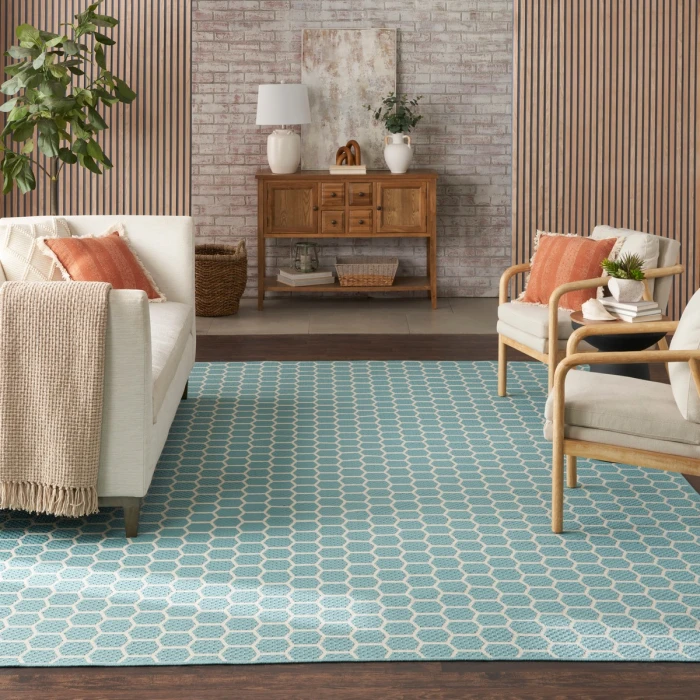 Nourison Twist Reversible Aqua TWS01 8 ft. X 10 ft. Rect. Rug